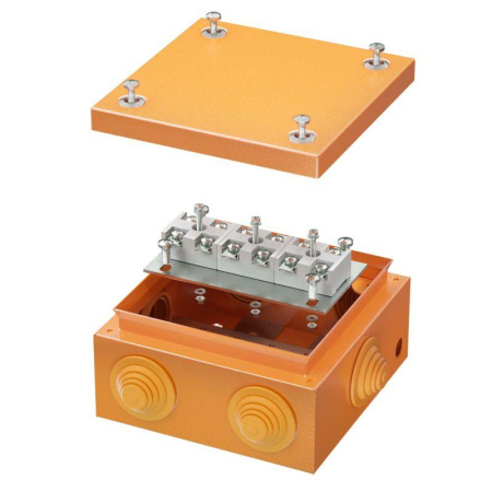 Коробка ответвительная FS 150х150х80мм 6р 450В 32А 10кв.мм нерж. контакт с каб. вводами и клеммн. IP66 сталь.  FSK31610