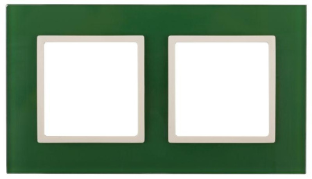 Рамка 2-м 14-5102-27 стекло Elegance зел.+сл. кость ЭРА Б0034499