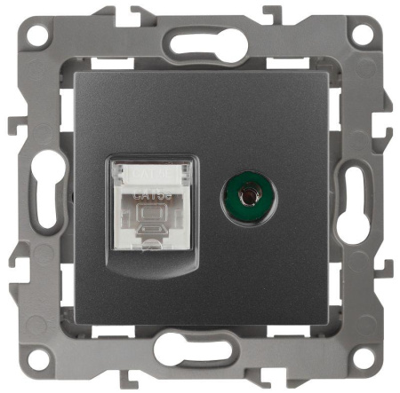 Розетка компьютерная + телевизионная 12 12-3110-12 RJ45 + TV IP20 графит  Б0027447