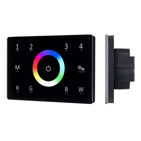Панель Sens SMART-P85-RGBW Black 230В 4 зоны 2.4G IP20 пластик  028405