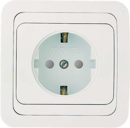 Розетка 1-м СП Mimoza 16А IP20 с заземл. защ. шторки бел./бел.  12058