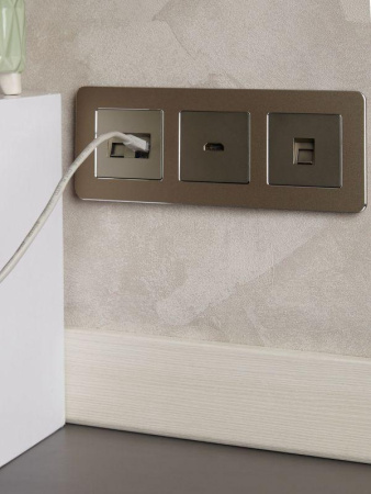 Розетка компьютерная двойн. СП RJ45 кат.6 BRITE РК11-2-БрШ механизм шампань  BR-K20-2-K37