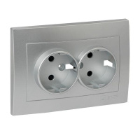 Панель лицевая Валенсия для розетки 2-м 16А защ. шторки с заземл. сталь PROxima  ESR16-L-128-30