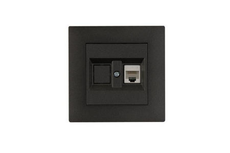Розетка компьютерная CAT 5+гнездо Karea RIZZ STAR дым. металлик  88050035