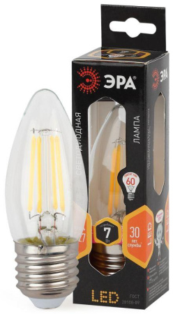 Лампа светодиодная филаментная F-LED B35-7W-827-E27  Б0027950