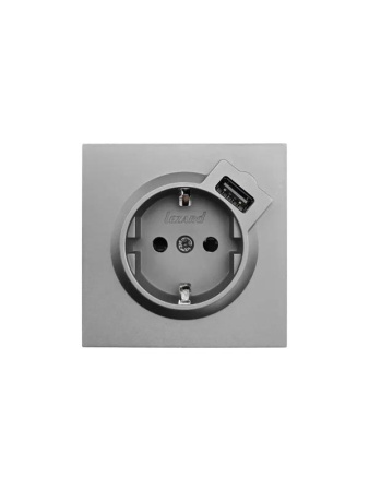 Розетка 1-мест. с/з+USB разъем СП ZIMA IP20 сер. матов.  704-7488-181