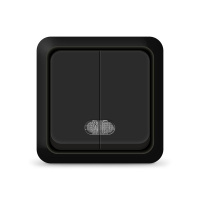 Выключатель 2-кл. ОП Олимп 10А IP20 с подсветкой черн.  2214