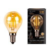 Лампа светодиодная филаментная Filament 5Вт шар 2700К тепл. бел. E14 400лм golden  105801005