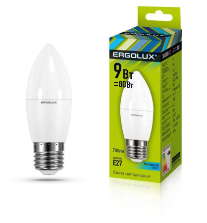 Лампа светодиодная LED-C35-9W-E27-4К 9Вт свеча 4000К нейтр. бел. E27 172-265В  13171