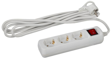 Удлинитель 3х5м с заземл. 16А IP20 U-3es-5m ПВС 3х1 с выкл.  Б0028379