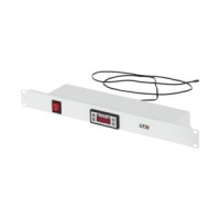 Панель с терморегулятором и датчиком 19дюйм 1U Г90мм без шнура питания сер.  -TERM-GY