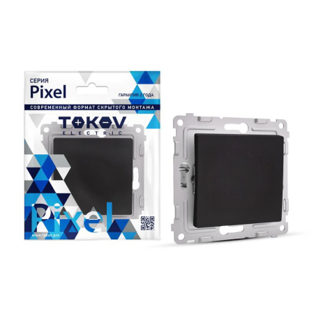 Переключатель проходной 1-кл. СП Pixel 10А IP20 механизм карбон  TKE-PX-P1-C14