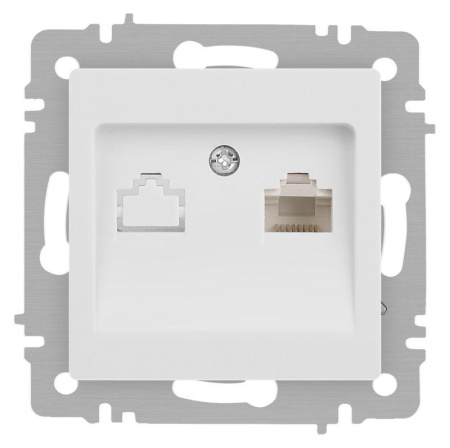 Розетка Accent 6-303-01М информационная RJ45 IP20 СУ бел. матов.  Б0063625
