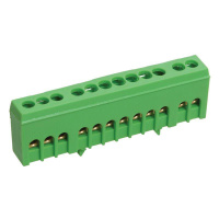 Шина PE "земля" в корпусном зел. изоляторе на DIN-рейку 6x9мм 12 групп  11-2322