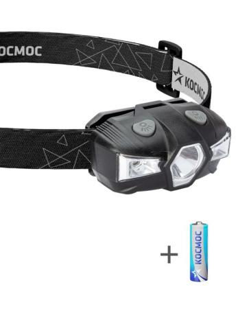 Фонарь налобный 1Вт LED+красн. 1xAA (R6) корпус ABS-пластик регулируемый эласт. ремешок  KOC517B