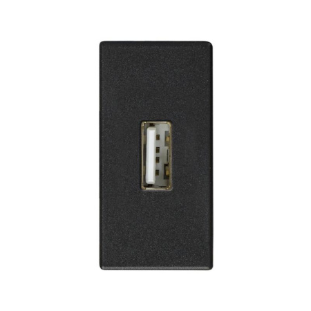 Розетка USB  27 тип A 2.0 узкий модуль винты механизм графит  2701090-038