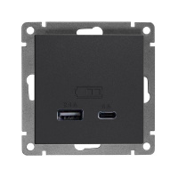 Розетка 2-м USB СП Афина тип А+С 5В 1х2.4А 2х4А механизм графит  А0059-Gr Розетка 2-м USB СП Афина тип А+С 5В 1х2.4А 2х4А механизм графит  А0059-Gr