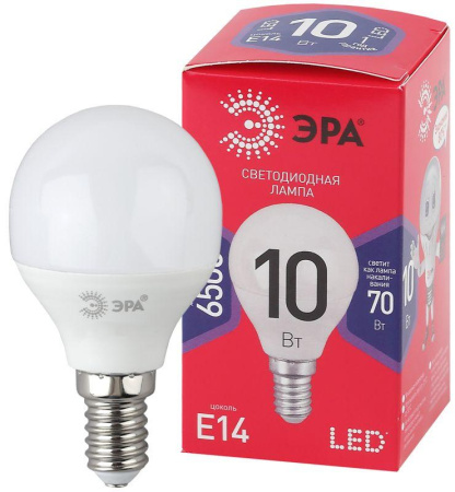 Лампа светодиодная RED LINE LED P45-10W-865-E14 R 10Вт P45 шар 6500К холод. бел. E14  Б0045354