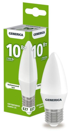Лампа светодиодная C35 10Вт свеча 4000К E27 230В  LL-C35-10-230-40-E27-G