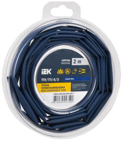 Трубка термоусадочная ТТУ нг-LS 6/3 син. (уп.2м)  UDR12-006-003-002-K07-T