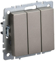 Выключатель 3-кл. СП BRITE ВС10-3-0-БрШ 10А механизм шампань  BR-V30-0-10-K37