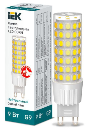 Лампа светодиодная Corn 9Вт капсульная 4000К нейтр. бел. G9 230В керамика  LLE-Corn-9-230-40-G9