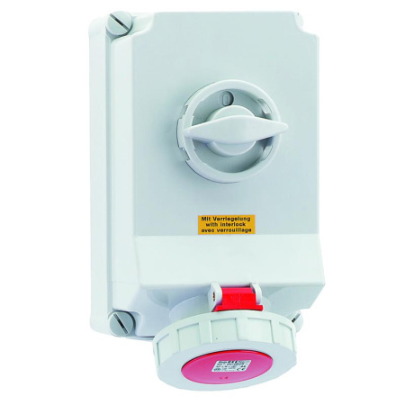 Розетка 63А 5п 6ч 400В IP67 260х160мм с блокировк.  16602