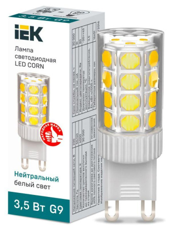 Лампа светодиодная Corn 3.5Вт капсульная 4000К нейтр. бел. G9 230В керамика  LLE-Corn-4-230-40-G9