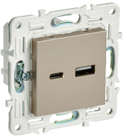 Розетка USB A+C 18Вт SKANDY SK-R13Sh шампань  SK-U22-018-K37