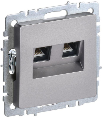 Розетка компьютерная двойн. СП RJ45 кат.5E BRITE РК10-2-БрС механизм сталь  BR-K20-1-K46