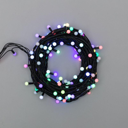 Гирлянда светодиодная "Мультишарики" 20м d13мм 200LED RGB 16Вт 220-240В IP65 провод ПВХ черн. (нужен шнур питания 303-500)  303-509-1
