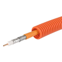Электротруба ПНД гибкая гофрированная d20мм с коаксиальным кабелем SAT нг(А)-HF (уп.100м) оранж.  7VE920100