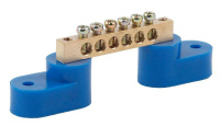 Шина N "ноль" на двух угловых изоляторах ШНИ-6х9-6-У2 NO-222-55 син. (уп.10шт)  Б0033435