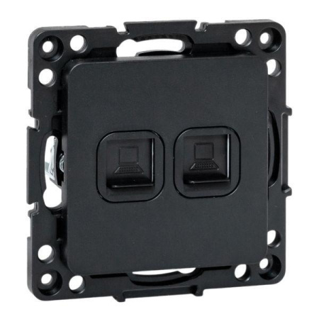 Розетка компьютерная 2-м Стокгольм RJ-45 механизм черн.  EZK02-035-10