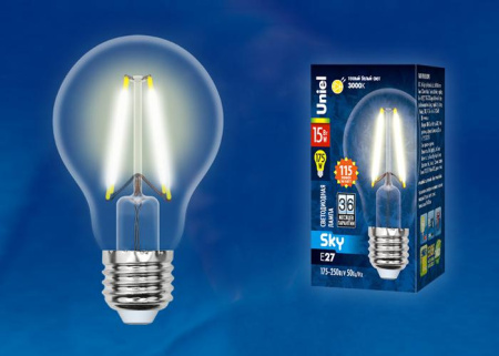 Лампа светодиодная LED-A60-15W/3000K/E27/CL PLS02WH Sky прозр. картон  UL-00005849