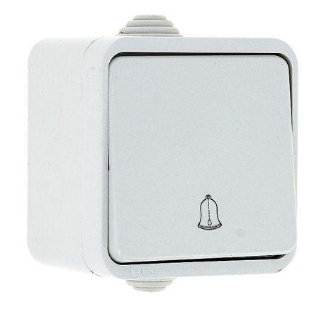 Кнопка звонка 1-кл. ОП Прага 10А IP44 бел.  EKZ10-026-10-44