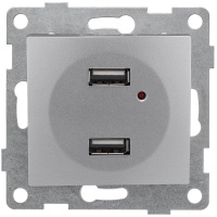 Розетка USB 2-м СП Bravo механизм серебр.  С10USB2-004