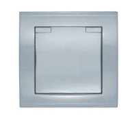 Розетка 1-м СП Бриллиант 16А IP20 с заземл. с крышкой серебр. UNIVersal 7949896