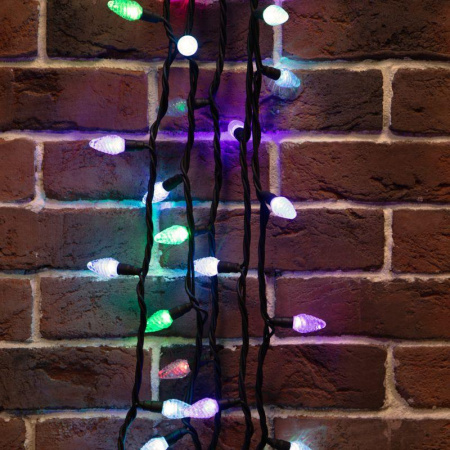 Гирлянда светодиодная "Мультишишки" 10м 80LED RGB 5Вт IP65 провод каучук черн. (нужен шнур питания 315-000)  303-509-3
