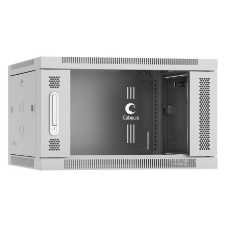 Шкаф телекоммуникационный настенный SH-05F-6U60/45 19дюйм 6U 600х450х368мм дверь стекло сер. RAL 7035  7058c