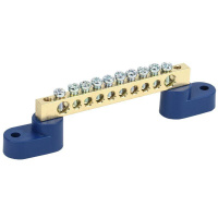 Шина "N" нулевая 6х9мм на двух угловых синих изоляторах 10 групп  11-2327