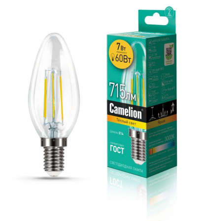 Лампа светодиодная филаментная LED7-C35-FL/830/E14 7Вт 220В  13452