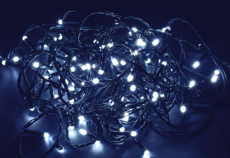 Гирлянда "Нить" 10м 100LED бел. IP20 провод зел. 230В с контроллером 8 режимов  LGDB110-2-100-10-G-S-20