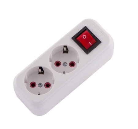 Колодка удлинителя 2-м без заземл. 16А IP20 Lila с выкл.  720-0200-202