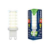 Лампа светодиодная LED-JCD-9W/3000K/G9/CL GLZ09TR прозр. картон  UL-00006488