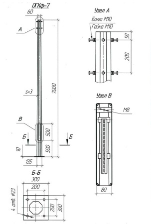 Опора ОГКф-7 (3мм 60/135 фл.300х10 мц. 200 отв. 23х4) гор. оцинк.  МК 89835
