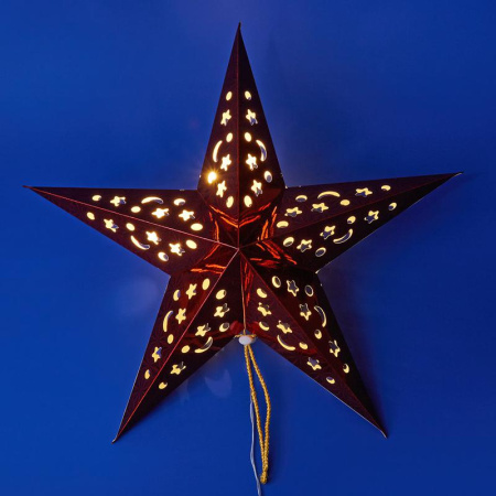 Фигура ULD-H4545-005/STA/2AA WARM WHITE IP20 RED STAR "Красная звезда" 2AA (не в/к) 45х45см подвесная 5 LED  UL-00008587