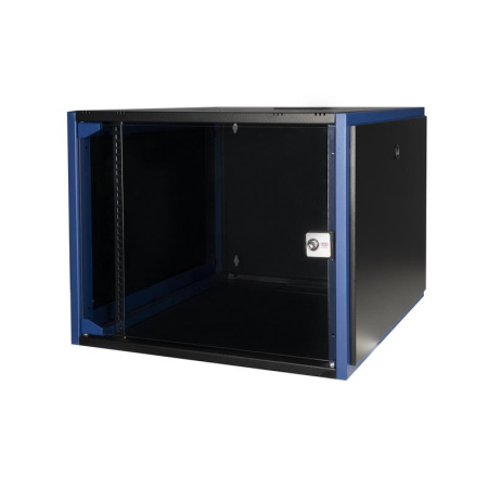 Шкаф настенный 19дюйм 9U 600х600 дв. стекл. черн.  DR-600121