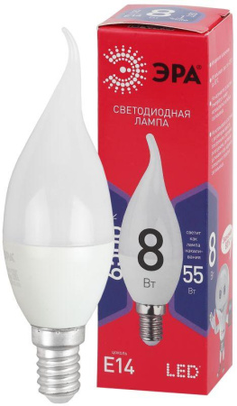 Лампа светодиодная RED LINE LED BXS-8W-865-E14 R 8Вт BXS свеча на ветру 6500К холод. бел. E14  Б0045345
