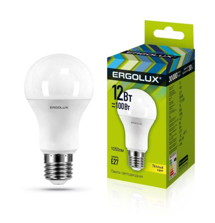 Лампа светодиодная LED-A60-12W-E27-3000K 12Вт грушевидная 3000К тепл. бел. E27 180-240В ЛОН  12150